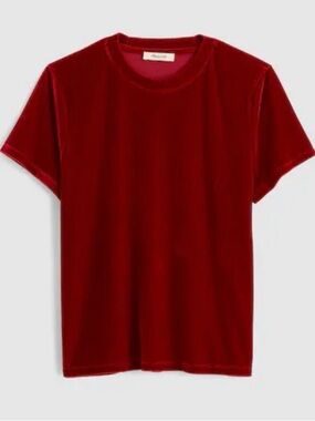 Madewell The Relaxed Tee in Velvet | Size Large | Ruby | NWT